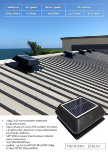 Ventilatore di scarico del tetto assiale <span class=keywords><strong>da</strong></span> 14 pollici 0 costo intelligente alimentato a energia solare 25W per ventilazione estrattore di fumo di calore per uso commerciale domestico - Product Image 6