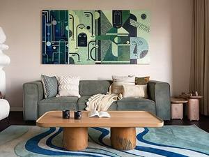 Tapis moderne abstrait de haute qualité en laine de Nouvelle-Zélande, fait à la main, à poils longs, en latex, anti-taches, décoratif, pour la maison et le bureau - Product Image 5