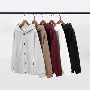 Winter Custom Heavyweight 400g Zip Collar Fleece Hoodies Full Zip Up Oversized Hoodies - Product Image 1