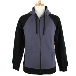 Sudadera con Capucha y Cremallera para Hombre, Manga Raglán, Corte Regular, Forro Polar de Algodón, Estilo Casual para Otoño, Color Sólido, Cremallera Completa, Bolsillo Frontal - Product Image 1