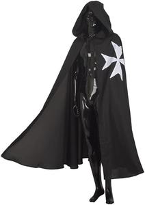 เสื้อคลุมอัศวินมาลาตีส พร้อมตราสัญลักษณ์กางเขนมาลาตีส (8 แฉก) สีดำ ผลิตจากผ้าฝ้าย นำเข้า - Product Image 2