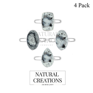 Bague de fiançailles unisexe en argent sterling 925, finition haut de gamme, opale dendritique naturelle, sertie en bélière, formes poire et ovale, style classique - Product Image 2