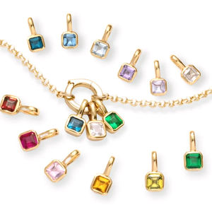 Aguamarina Esmeralda Corte 6mm Octágono Colgante Oro Vermeil Plata de ley con Rodio Chapado Piedra DE NACIMIENTO sólida Charm Collet - Product Image 4