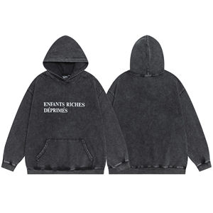 Sudadera con capucha de invierno lavada, con estampado digital, estilo vintage desgastado, estilo urbano americano, melancólico, casual, de corte regular, de forro polar - Product Image 5