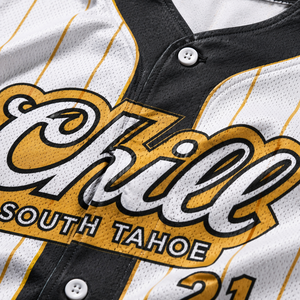 Custom White Yellow Pinstripe Baseball Uniform Set OEM Polyester Breathable Team Jersey Pants Wholesale Sportswear - Product Image 6