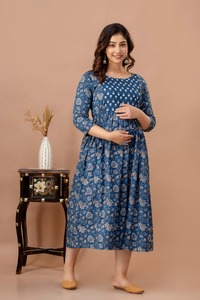 New Arrival Nursing Clothing <strong>Pregnancy</strong> Summer Breastfeeding Wear <strong>Clothes</strong> Cotton Maternity Dress Robe Zipper a Line <strong>Comfortable</strong> - Product Image 3