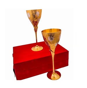 Elegant Stainless Steel Wine <b>Glass</b> Home Party Drinking Hammered Design Brass Stem Designer Crafts Excellent - Product Image 4