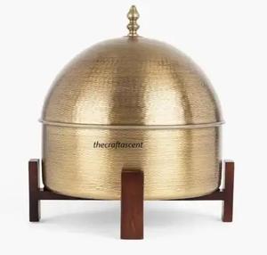 Cazuelas de acero con acabado plateado de alta calidad con tapa Calentador de alimentos de metal y servidor para cocinas Olla de metal para servir por India - Product Image 5