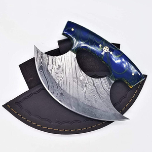 Auténtico Cuchillo Ulu de Acero de Damasco, Hoja Forjada a Mano de Alta Resistencia con Mango de Madera para Trabajos Culinarios, Desollado y Procesamiento de Carne - Product Image 3