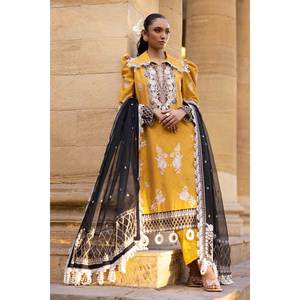 ชุดสูทผ้าซาตินแจ็คการ์ดปักลาย 3 ชิ้น แบบไม่เย็บติดกัน พร้อมผ้าคลุมไหล่ปักลายออร์แกนซ่า รุ่น FE-52001 - Product Image 6