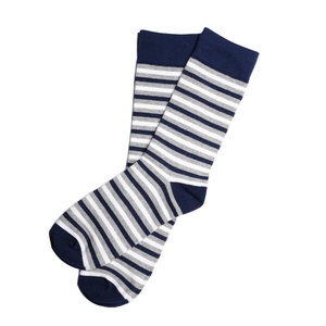 ชุดเดรสผ้าฝ้ายลายทางสีน้ำเงินเข้มของผู้ชายถุงเท้าสั้นแบบลำลองสำหรับธุรกิจออกแบบได้ตามต้องการถุงเท้าป้องกันแบคทีเรียจากเวียดนาม - Product Image 1