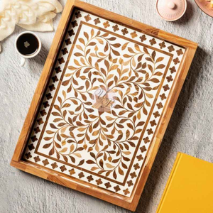 Bone Inlay Decorative Tray Modern Antique Handmade Kitchen Serving Tray - Product Image 6