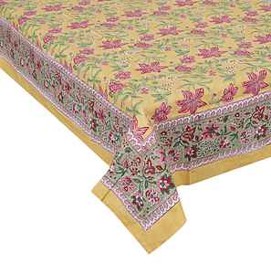Mantel de algodón estampado de bloques de madera florales hechos a mano, cubierta de mesa India para decoración de granja, ropa de cama - Product Image 1