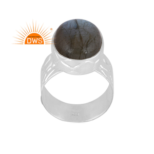 แหวนอัญมณีลาบราดอไรต์ธรรมชาติทำจากเงินแท้ผลิตตามแบบ - Product Image 1