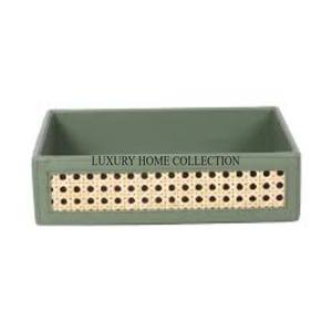 Elegant vintage-style rattan material serving tray with handwoven details for an <b>aesthetically</b> pleasing kitchen setup - Product Image 4