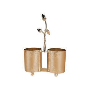 Tazón de Servir Doble de Metal Hecho a Mano, Moderno y de Lujo, con Elegante Diseño de Hojas en el Asa, para Frutos Secos, Dulces, Dátiles y Salsas - Uso en el Hogar y Restaurantes - Product Image 4