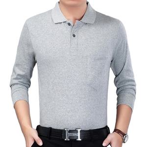 Haut décontracté de sport à manches longues en coton 100% pour hommes, tendance printemps-automne à rayures pour polos, tissu en toile confortable à coupe ample - Product Image 1