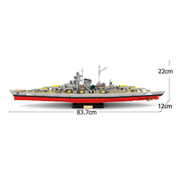 Ensemble de blocs de construction Reobrix 77051 Bismarck Battleship, 3462 pièces, 1:300, modèle de navire militaire sous licence World of Warships