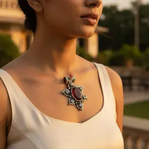 Pendentif charme en rubis plaqué or rose rhodié pour bijoux de déclaration pour femmes - Product Image 1