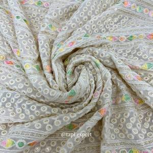 Telas de Georgette de viscosa pura Sherwani bordado Dyeble diseño transpirable Plaid vestido de novia tejido técnicas de punto - Product Image 6