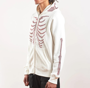 เสื้อฮู้ดสไตล์สตรีทเทอร์รี่ผ้าหนาทำจากผ้าฝ้ายเนื้อ100% สำหรับผู้ชายเนื้อผ้ารูดซิปหน้าสำหรับฤดูหนาวมาใหม่ออกแบบได้ตามต้องการด้วยพลอยเทียม - Product Image 5