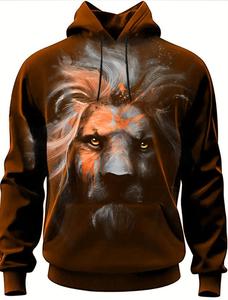 Pull à capuche surdimensionné pour homme avec impression 3D graphique loup Streetwear d'automne Sweat à capuche animal Tops - Product Image 2
