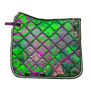 Doublure en polycoton imprimé coloré Tapis de selle de cheval respectueux de l'environnement Dressage Western English avec mousse Satin pour l'équitation - Product Image 3