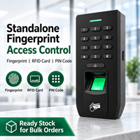 Contrôle d'accès par empreinte digitale autonome, carte RFID, PIN, 12V avec relais de verrouillage de porte et bouton de sortie pour l'entrée du personnel