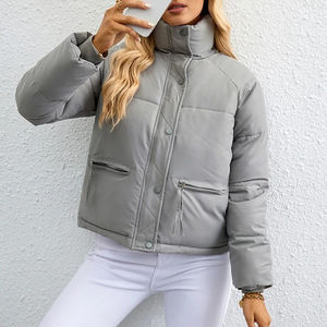 Veste en duvet pour femmes, coupe ajustée, respirante, prix de gros, couleur unie, veste en duvet avec fermeture éclair pour femmes, col en duvet - Product Image 2