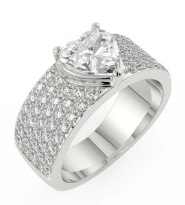 Bague Moissanite coupe coeur bague de fiançailles ronde bague en diamant Solitaire bijoux personnalisés cadeau pour elle - Product Image 1