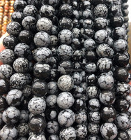 Vente en gros 8mm naturel noir flocon de neige obsidienne perles rondes à facettes perles de pierre