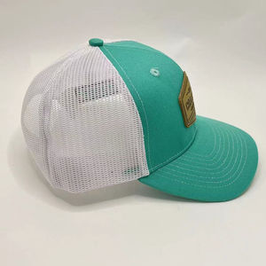 Casquette classique personnalisée ajustable à 6 panneaux Casquette de camionneur rayée en tissu maillé en cuir avec logo en toile/jersey Casquette d'été unisexe pour adulte - Product Image 6