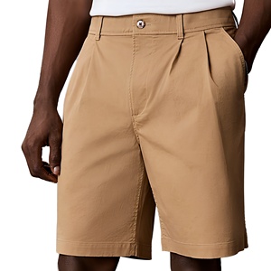 Pantalones Bermuda Caqui para Hombre, Ecológicos, de Algodón Peinado, Color Sólido, Cierre de Botón Frontal, Casuales, Cintura Media, Tejidos - Product Image 1