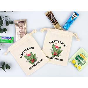 Custom Name Flamingo <b>Hangover</b> <b>Kit</b> Cotton Bags Party <b>Recovery</b> Bags with Personalized Flamingo Design - Product Image 4