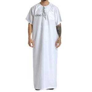 Última ropa islámica para hombres Thobe Jubba Kaftan manga larga nuevo diseño elegante liso musulmán Kaftan Jubbah Thobe - Product Image 3