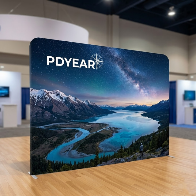 Foldable Tension Fabric Display No Tool Setup Lightweight Aluminum Frame Display Stand with Oxford Bag for Trade Show