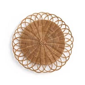 Sets de table bohème napperons en rotin pour décor de table ronde napperon fleur de forme ronde en gros Vietnam - Product Image 4
