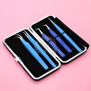 Pince à cils professionnelle à 90 degrés Extensions de cils à pointe de fibre Pince à épiler de volume Pince à épiler d'isolation incurvée et droite pour cils - Product Image 1