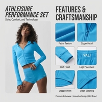 Op maat gemaakte biologische katoenen hoodie set met volledige rits, zachte spandex yogaset, tweerichtingsrits, duimgaten, trainingspak, fabrieks-OEM