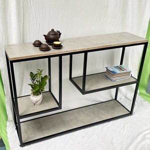 Modern Luxury Decorative Plywood <b>Console</b> <b>Table</b> Convertible Iron Frame Brass Accents Industrial Contemporary for Villas CSTC040 - Product Image 3