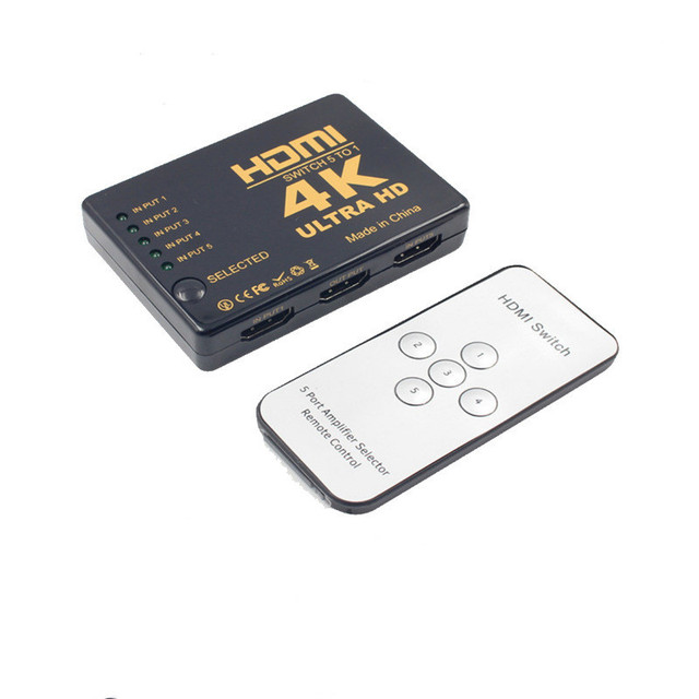 HDMI Switcher 5 in 1 Out,4K HDMI Selector Box with Remote, Support 4K@30Hz 2160p 1080p