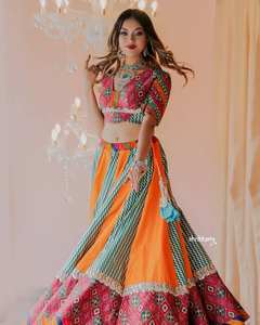 Navratri spécial fête porter mousseline coton numérique imprimé vrai miroir travail Lehenga Choli avec Georgette broderie travail Dupatta - Product Image 3