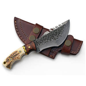 Cuchillo de Supervivencia de Acero de Damasco Hecho a Mano de Alta Calidad, Cuchillo de Campamento para Actividades al Aire Libre con Mango Sólido - Product Image 2