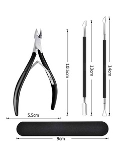 Kit de manucure avec pince à cuticules, repousse-cuticules et lime, outils en acier inoxydable, style classique portable pour adulte - Product Image 2