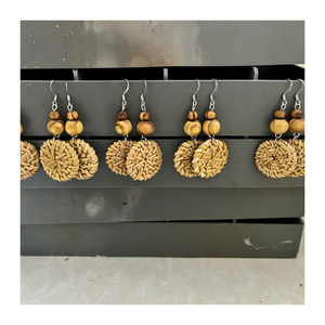 Classic accessories Handwoven Rattan <b>Earrings</b> Handmade Rattan <b>Earrings</b> Boho Style Rattan <b>Earrings</b> Tropical jewelry Boho Jewelry - Product Image 1