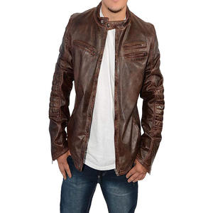 Chaqueta de Cuero Genuino para Motocicleta, Chaqueta Informal de Piel de Oveja para Hombre, Color Negro, Último Diseño - Product Image 4