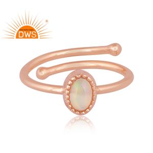 Oval Cut Natural Fine Quality Ethiopian <b>Opal</b> Gemstone <b>Ring</b> Wholesale 925 Sterling <b>Silver</b> 14k Rose Gold Plated Stacking <b>Ring</b> - Product Image 2