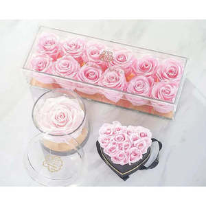 Madison Gold Twelve Roses Gift <b>Box</b> Pink Martini Square <b>Floral</b> Decoration for Valentine's Day Mother's Day Made Eternal Flower - Product Image 2