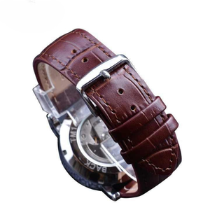 Haut de gamme hommes blanc doré horloge marron ceinture en cuir automatique mécanique montre de luxe affaires mode avec affichage de la Date - Product Image 6