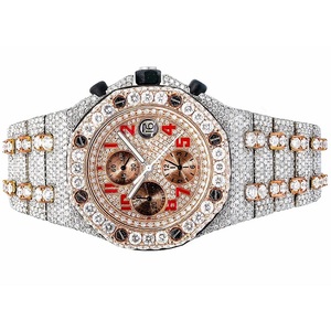 Elegante reloj de pulsera con diamantes Iced Out para mujer, reloj de pulsera con tachuelas de cristal de lujo con banda de acero inoxidable para uso diario y ocasional - Product Image 1